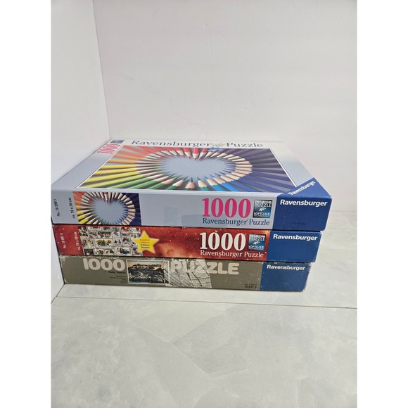 Lot 3 Ravensburger 1000 Pc Puzzles Zebras Sealed Christmas Wishes Color My Heart - Picture 1 of 16